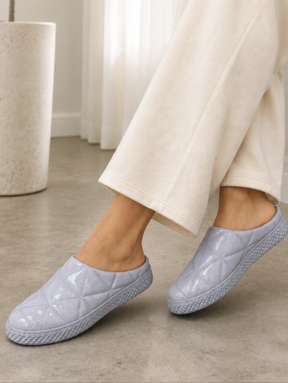 Aerosoles Ella Quilted Mules Slip-On Patent Slides Lavender Periwinkle Size 8